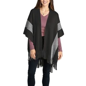 Chic Black and Gray Women's Poncho